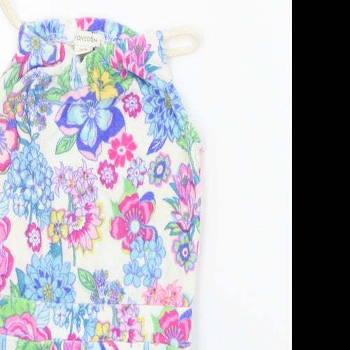 Monsoon Baby White Floral  Dungaree One-Piece Size 18-24 Months