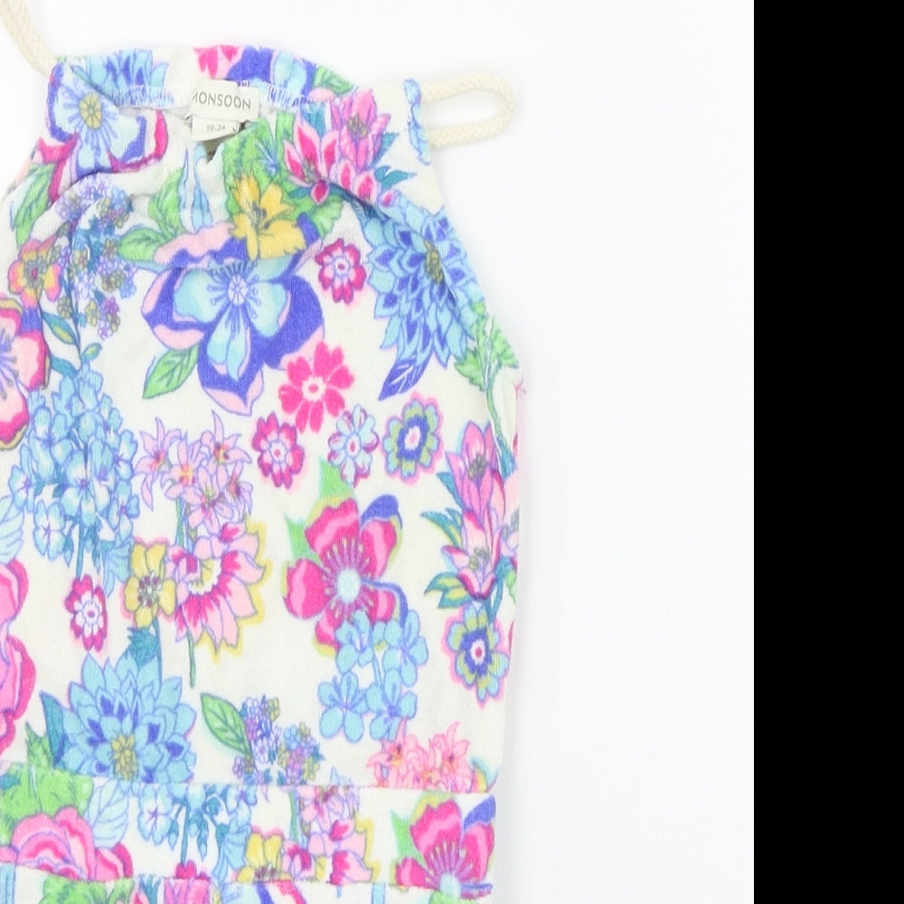 Monsoon Baby White Floral  Dungaree One-Piece Size 18-24 Months