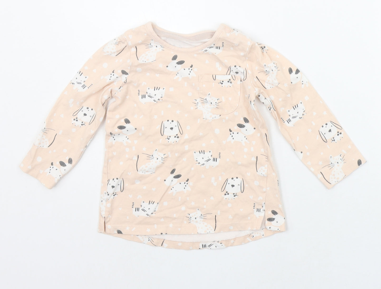 George Baby Beige Geometric  Basic T-Shirt Size 12-18 Months  - dogs