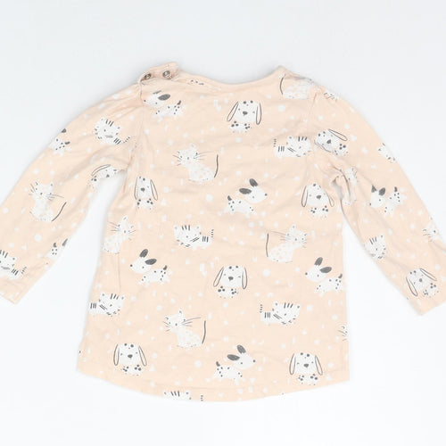 George Baby Beige Geometric  Basic T-Shirt Size 12-18 Months  - dogs