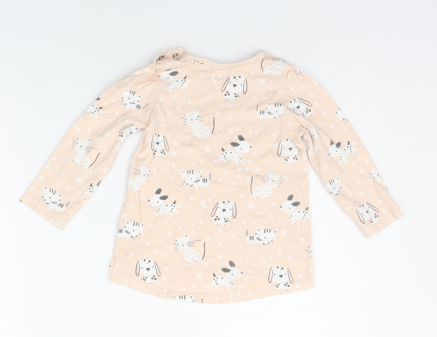 George Baby Beige Geometric  Basic T-Shirt Size 12-18 Months  - dogs