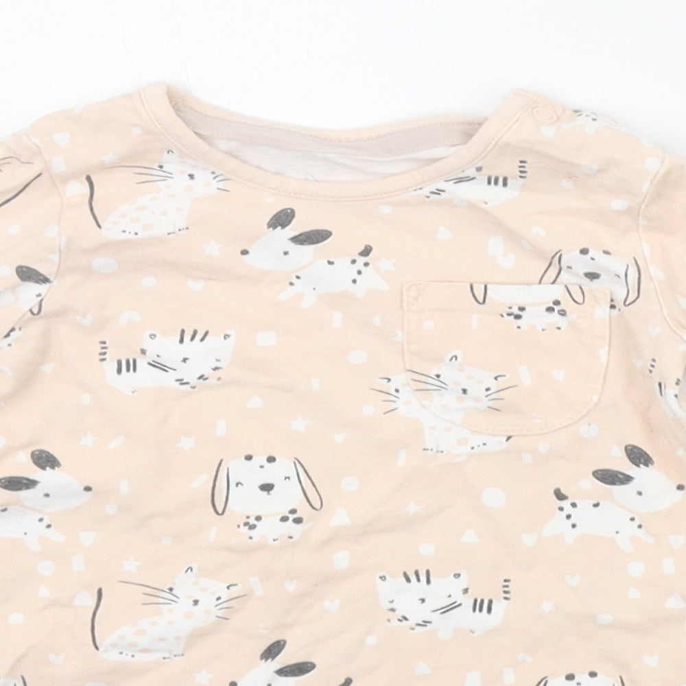 George Baby Beige Geometric  Basic T-Shirt Size 12-18 Months  - dogs