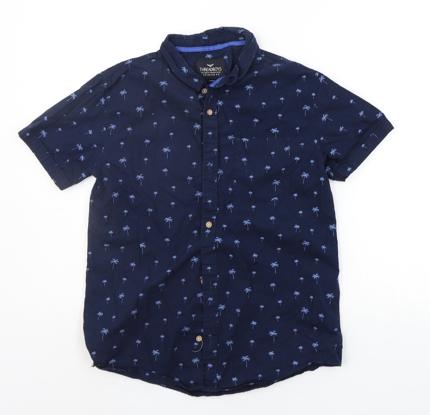 THREADABLE Girls Blue Geometric  Basic Button-Up Size 11-12 Years