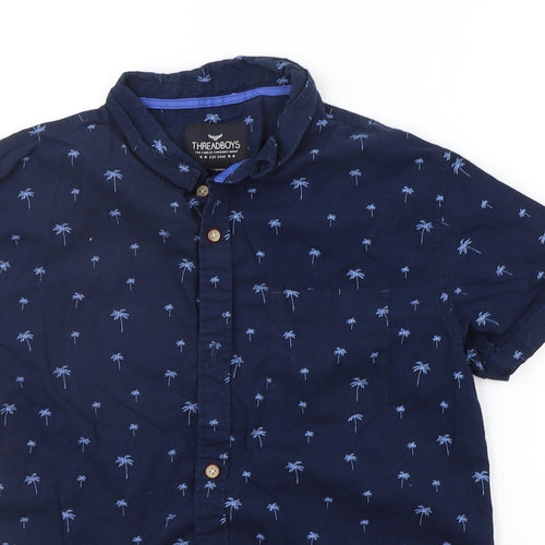 THREADABLE Girls Blue Geometric  Basic Button-Up Size 11-12 Years