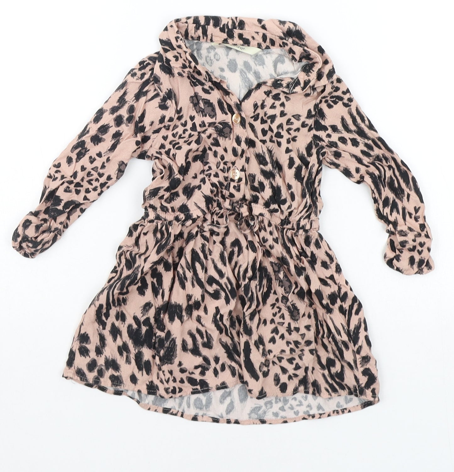 George Baby Beige Animal Print  Shirt Dress  Size 12-18 Months
