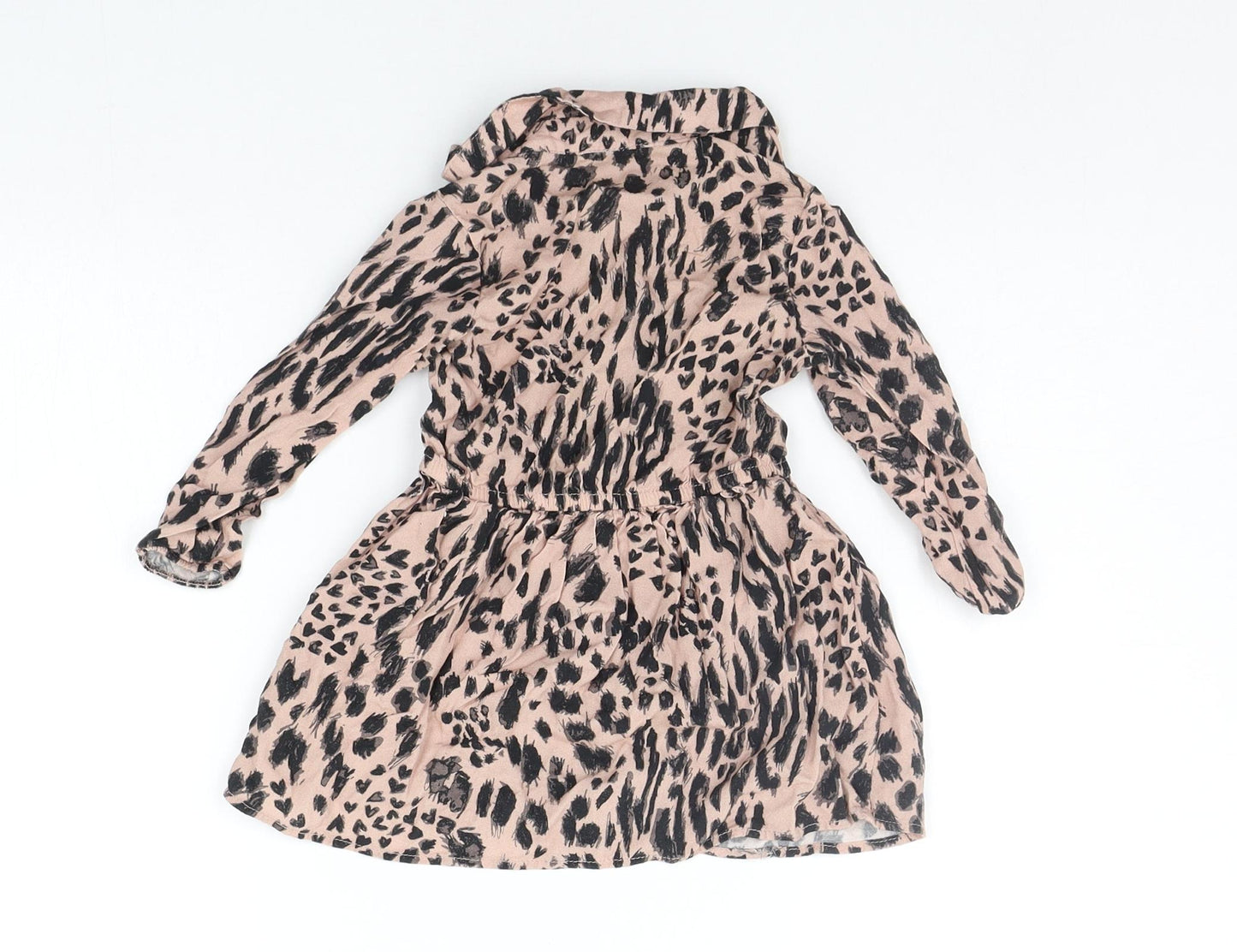 George Baby Beige Animal Print  Shirt Dress  Size 12-18 Months