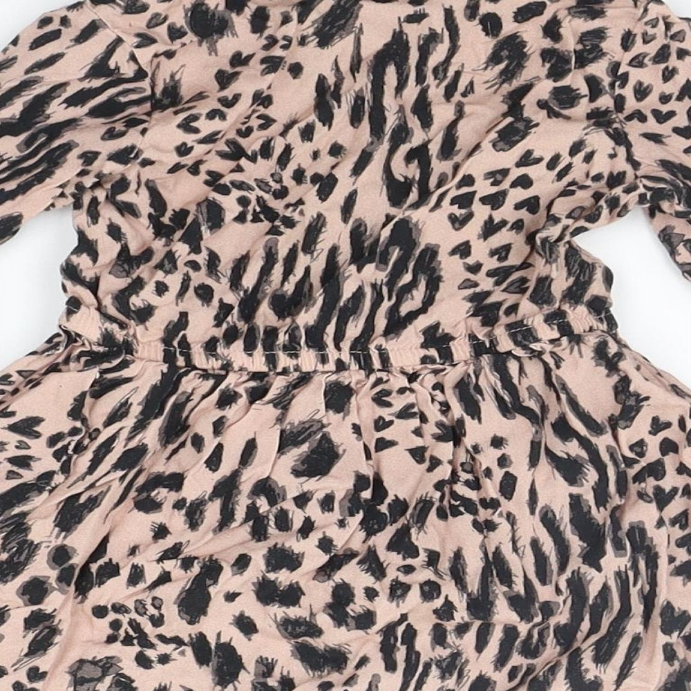 George Baby Beige Animal Print  Shirt Dress  Size 12-18 Months