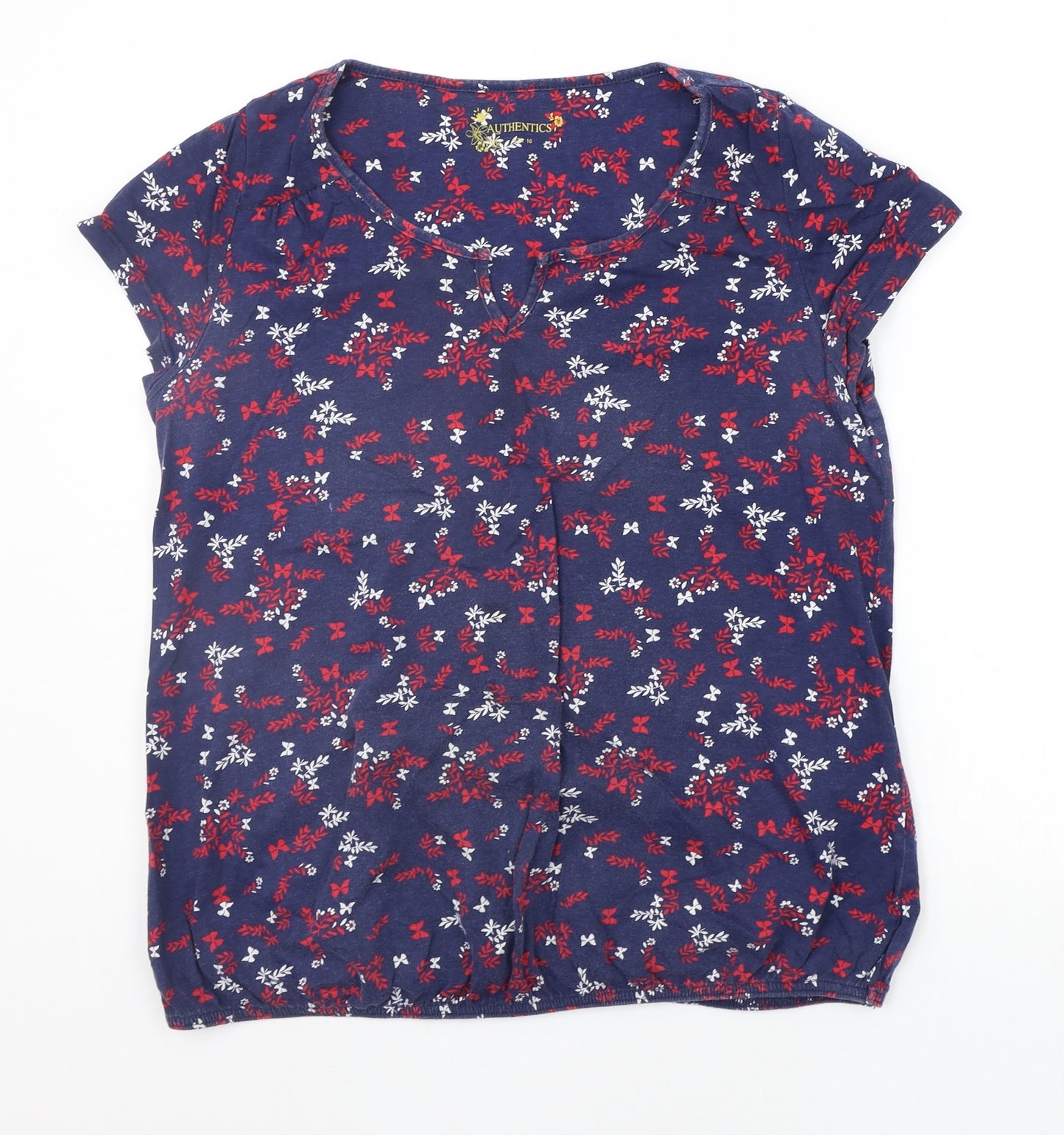 BHS Womens Blue Floral  Basic T-Shirt Size 16