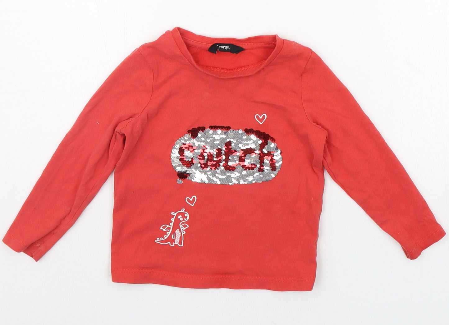 George Baby Red   Basic T-Shirt Size 12-18 Months  - SEQUIN