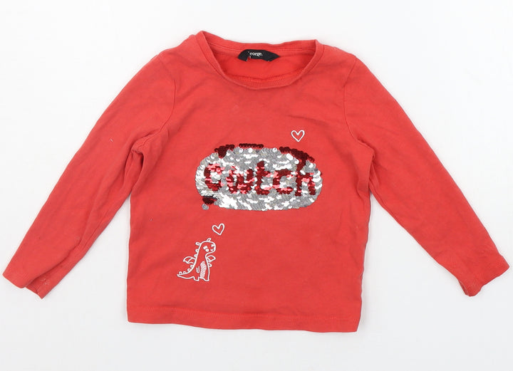 George Baby Red   Basic T-Shirt Size 12-18 Months  - SEQUIN