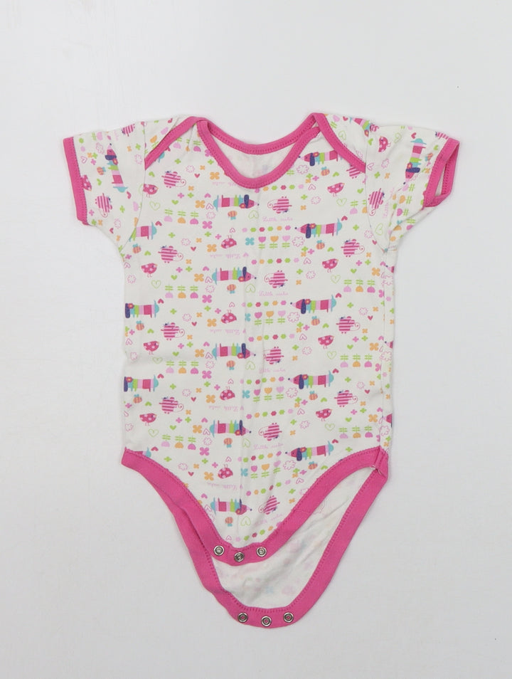George Baby White Geometric Babygrow One-Piece Size 12-18 Months - ANIMALS