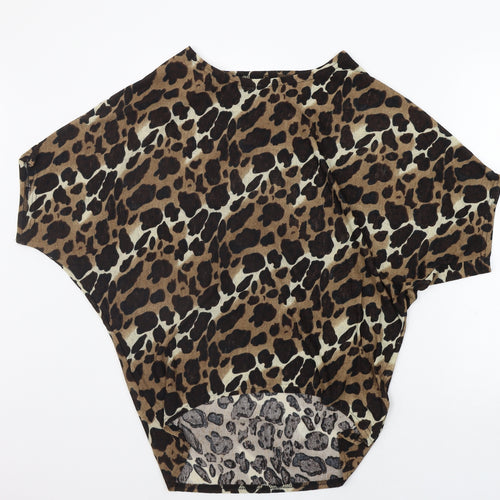 Misumi Womens Beige Animal Print  Pullover Jumper Size M