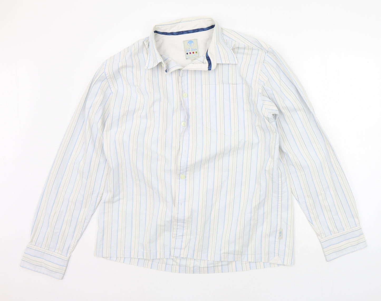 Fat Face Mens White Striped   Button-Up Size L