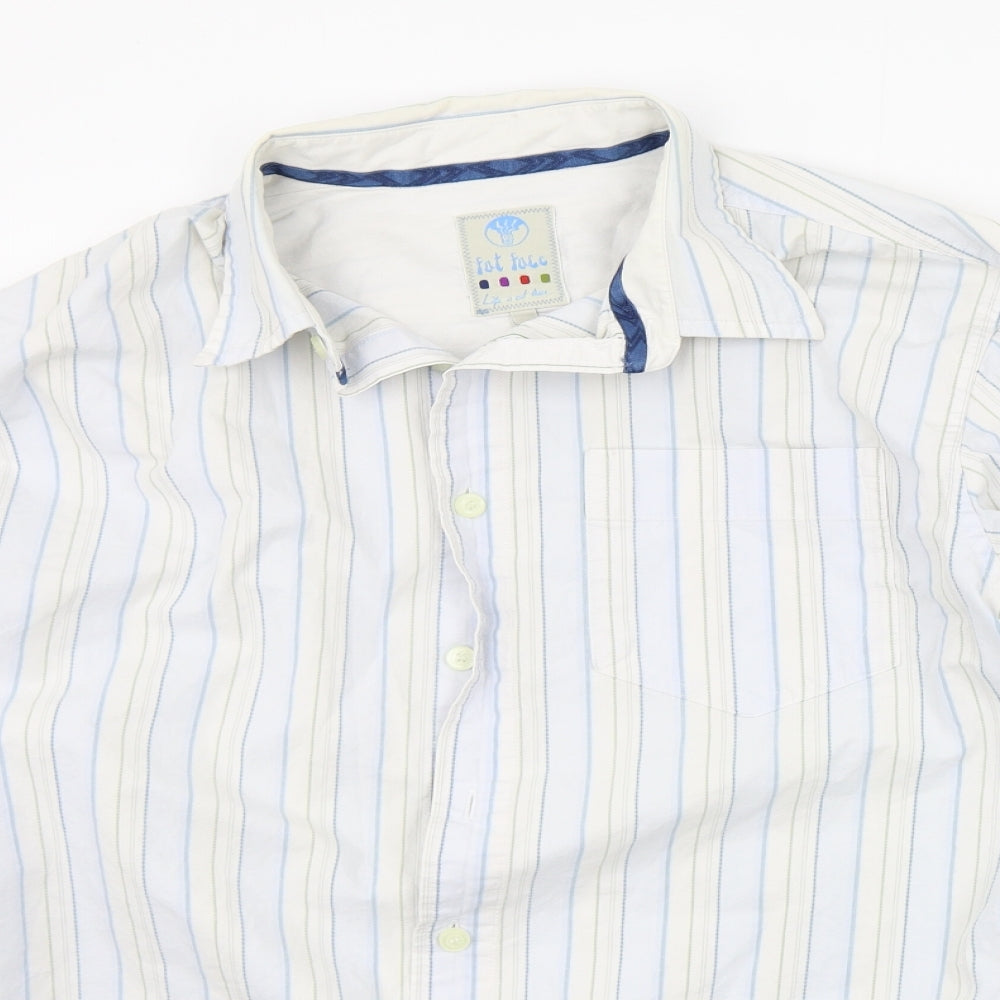 Fat Face Mens White Striped   Button-Up Size L