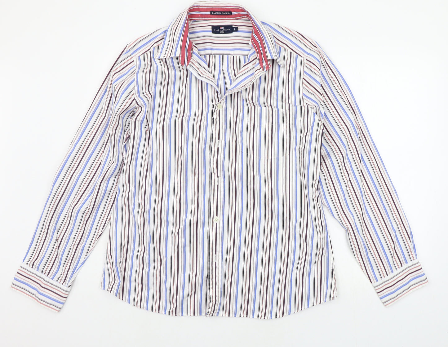 Marks and Spencer Mens White Striped   Button-Up Size L