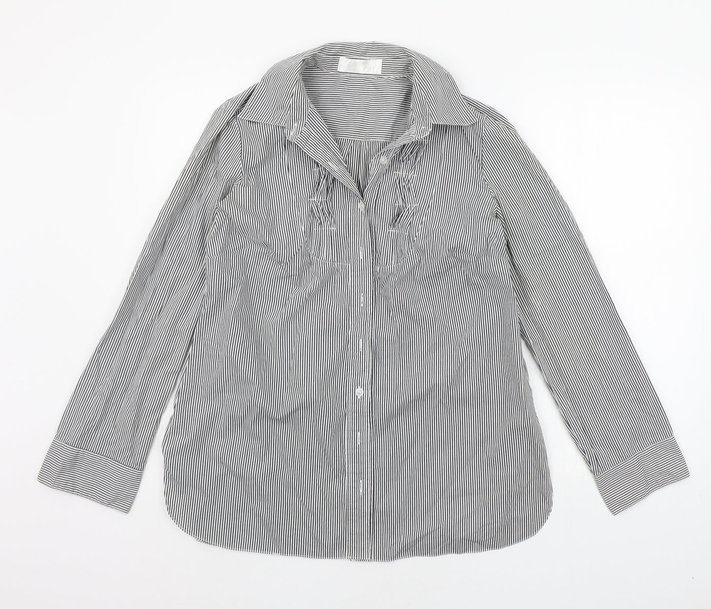 Internacionale Mens White Striped   Button-Up Size 13