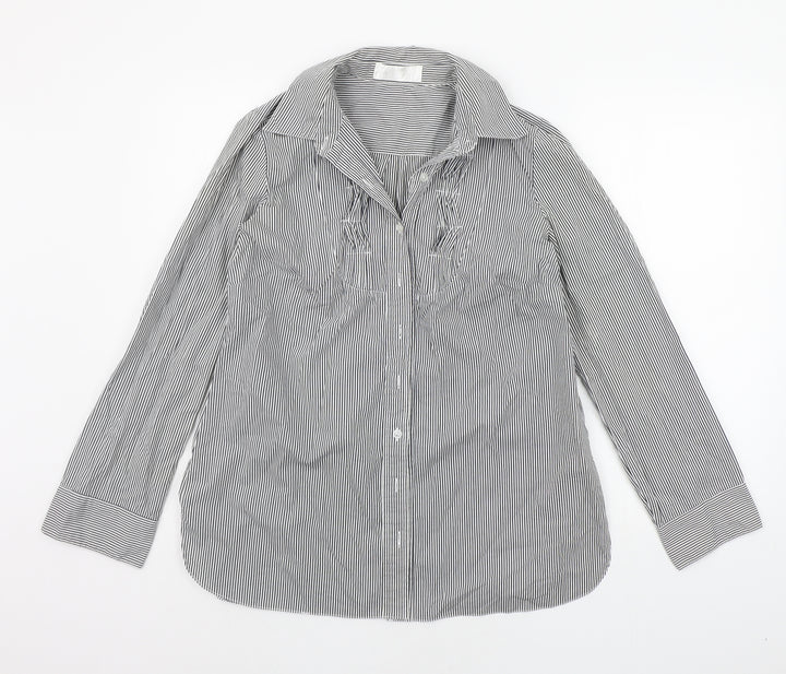 Internacionale Mens White Striped   Button-Up Size 13