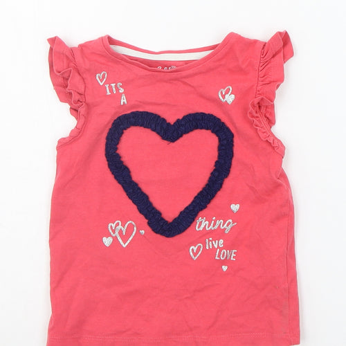 F&F Baby Pink   Basic T-Shirt Size 12-18 Months  - HEART