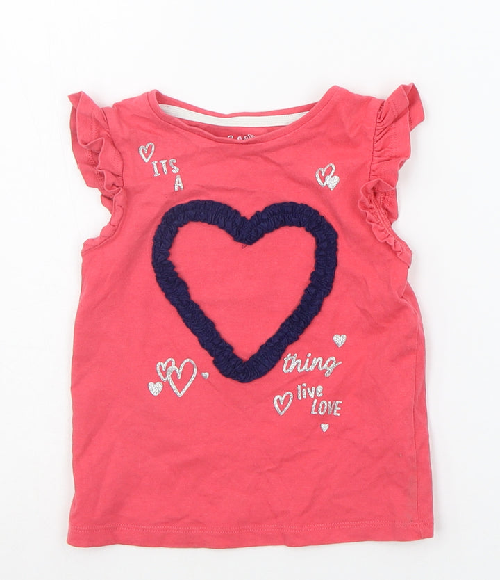 F&F Baby Pink Basic T-Shirt Size 12-18 Months - HEART
