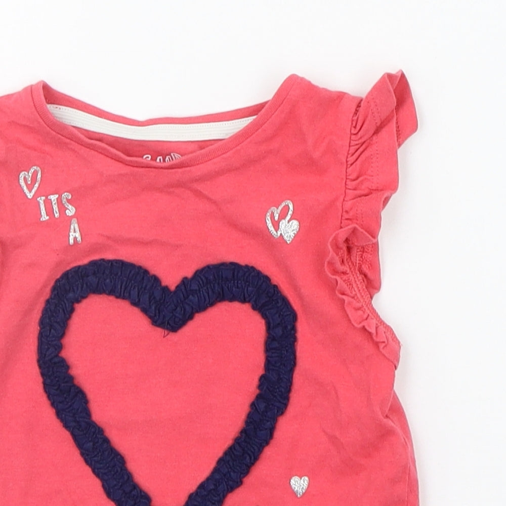 F&F Baby Pink   Basic T-Shirt Size 12-18 Months  - HEART