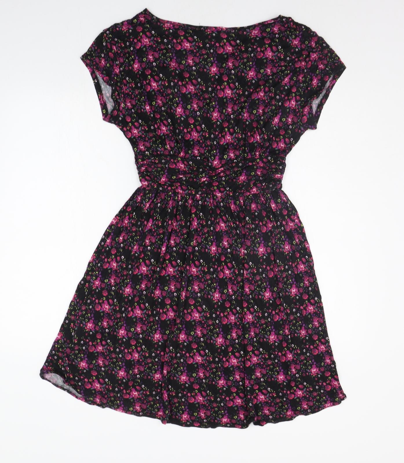 Joe Browns Womens Black Floral  A-Line  Size 14