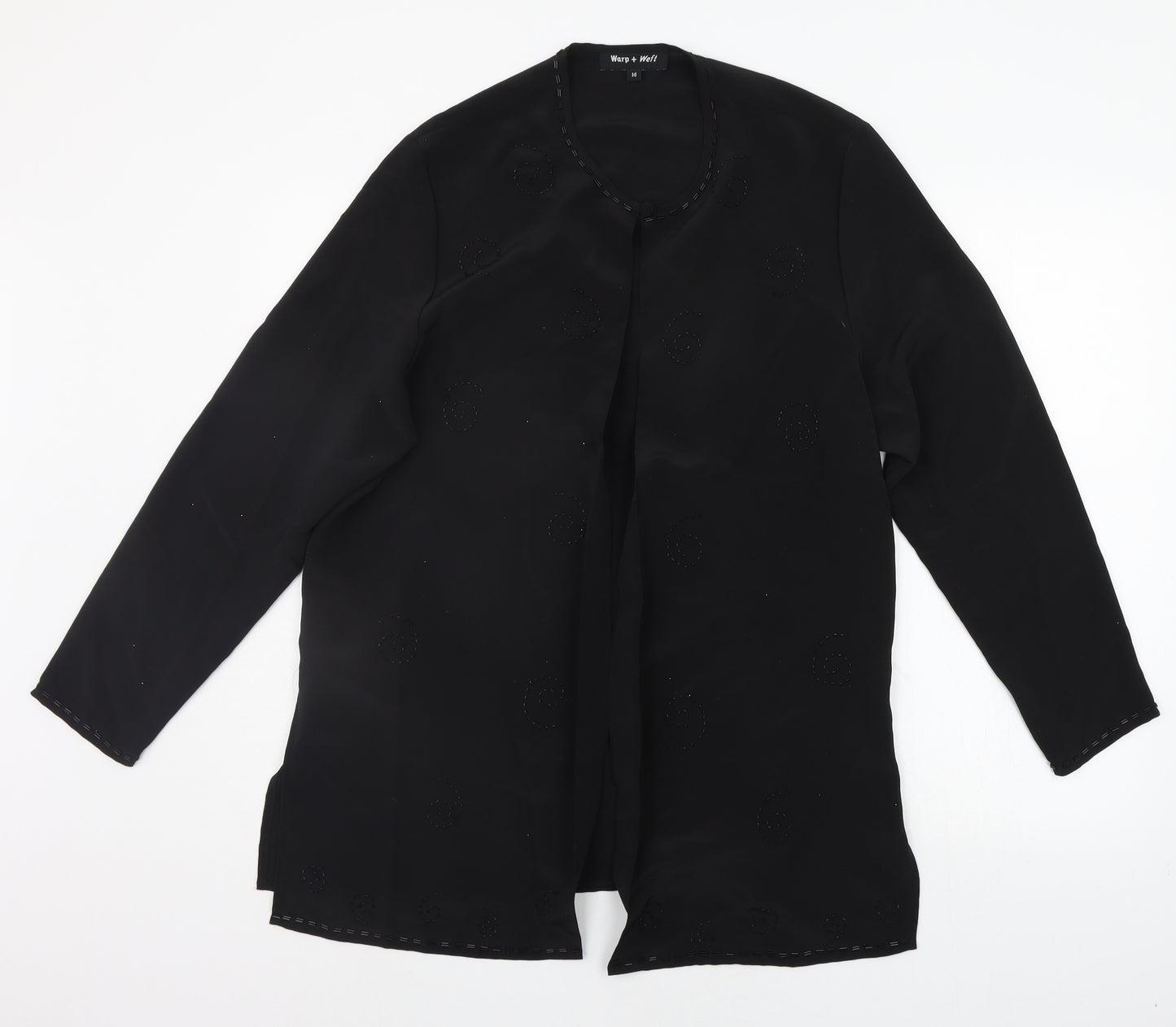 Wrap & Weft Womens Black   Cardigan Jumper Size 14  - BEAD DETAIL