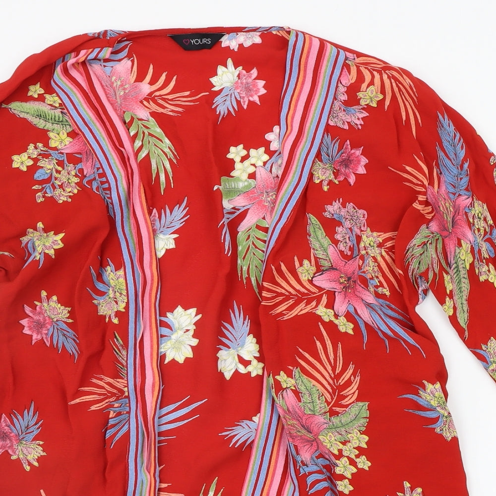 Yours Womens Red Floral  Cardigan Jumper Size 16