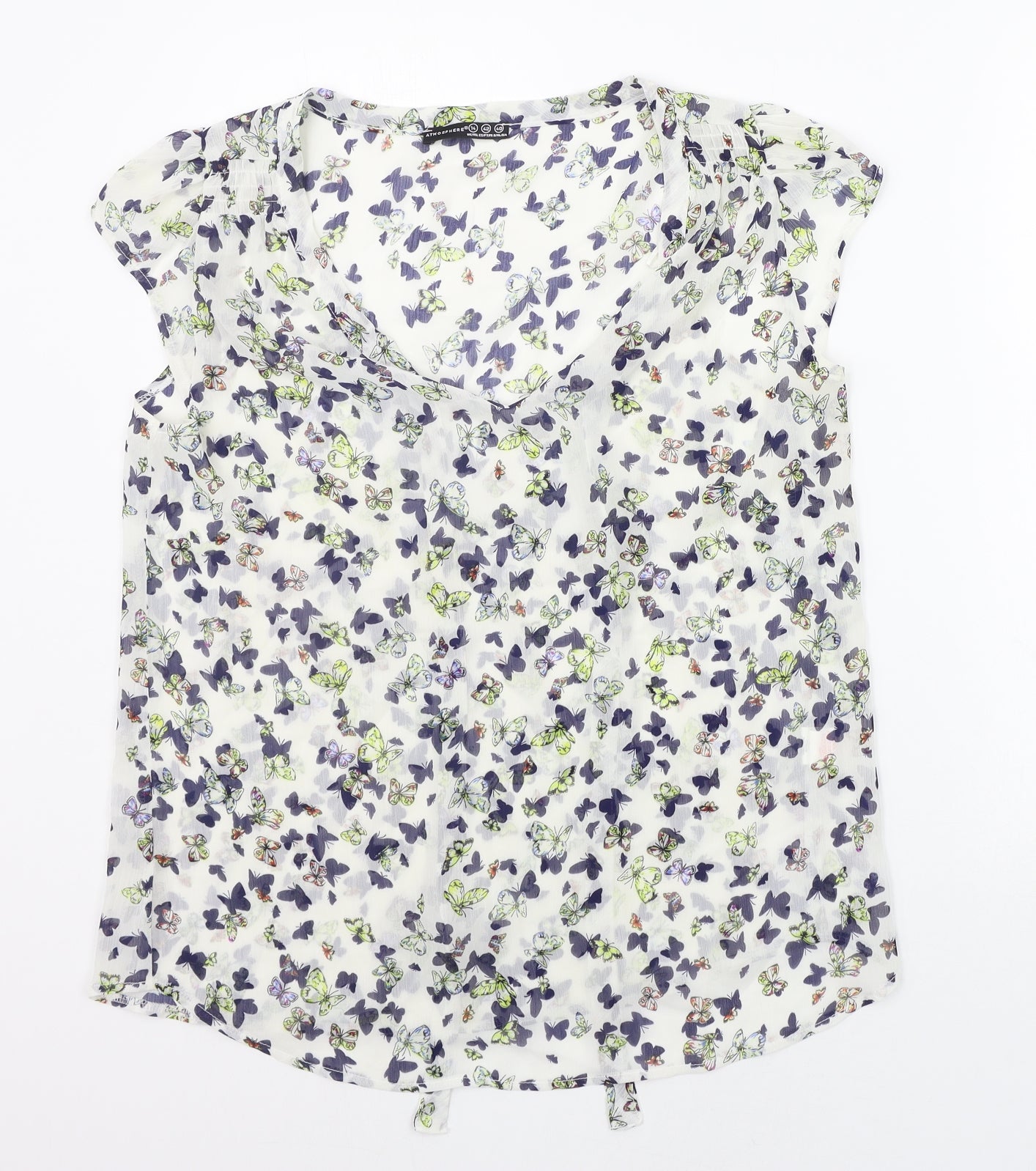 Atmsophere Womens White Geometric  Basic Blouse Size 14  - BUTTERFLY
