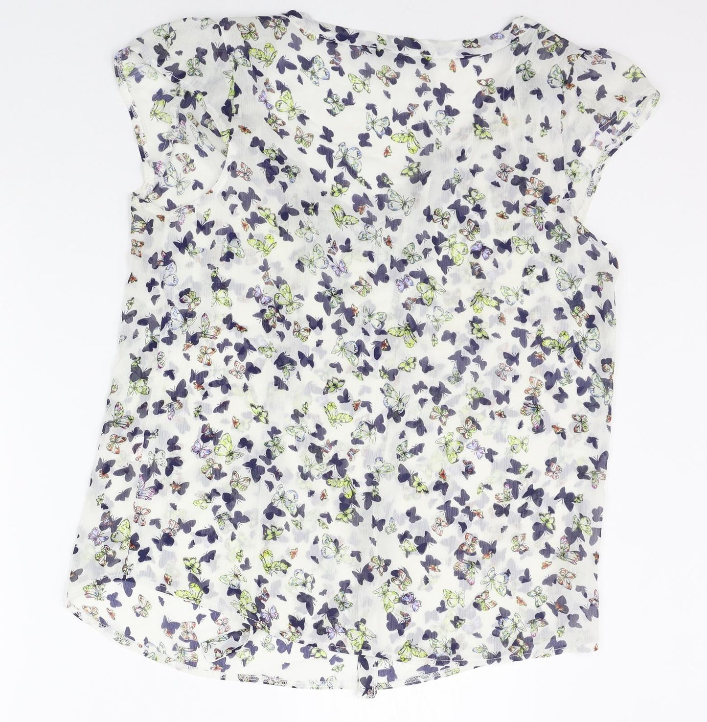 Atmsophere Womens White Geometric  Basic Blouse Size 14  - BUTTERFLY