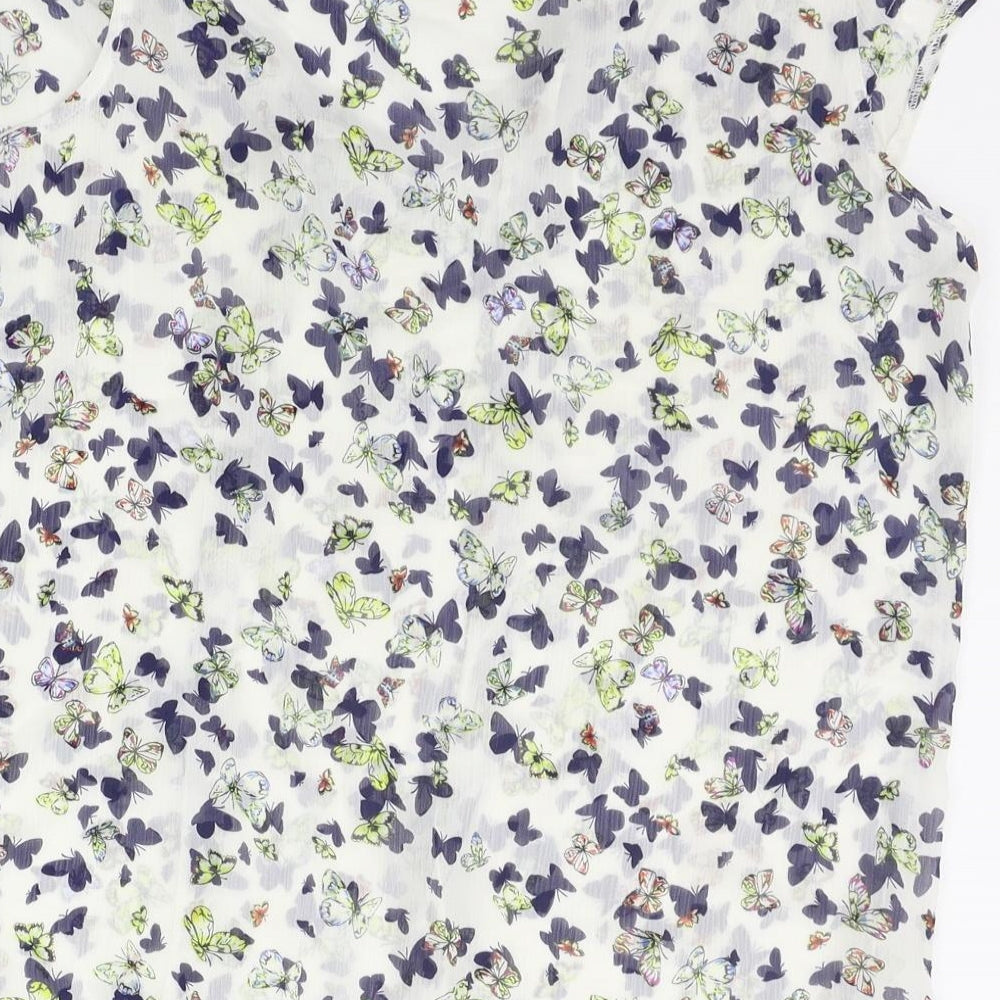 Atmsophere Womens White Geometric  Basic Blouse Size 14  - BUTTERFLY