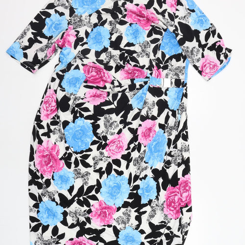DAVID EMANUEL Womens Blue Floral  Jumper Dress  Size 20