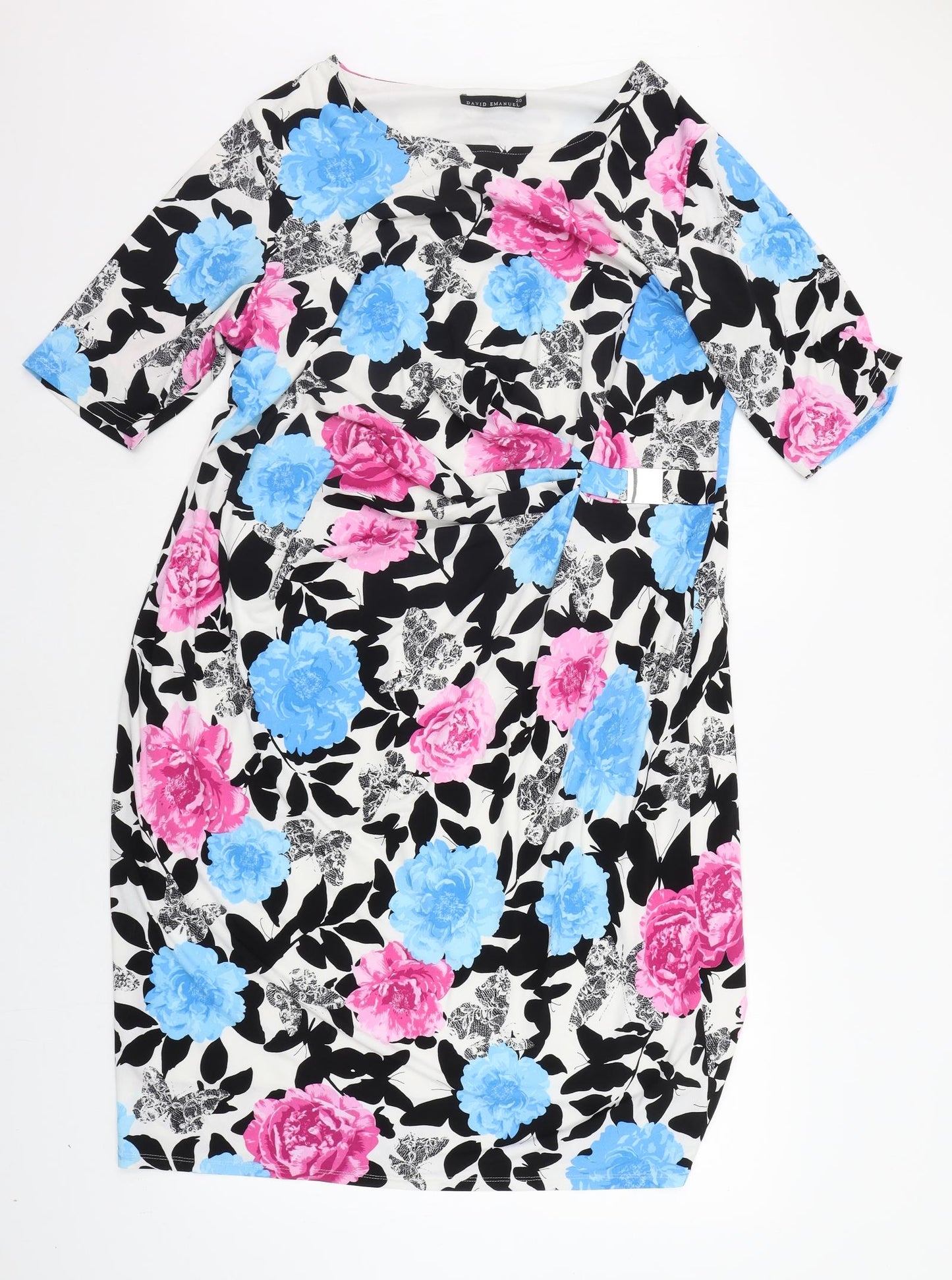 DAVID EMANUEL Womens Blue Floral  Jumper Dress  Size 20