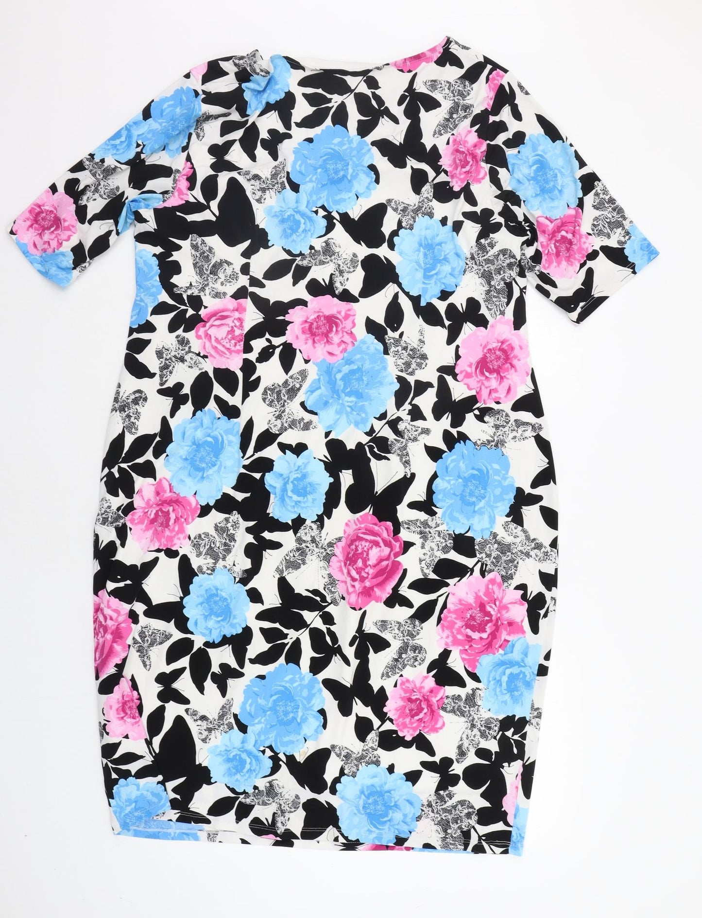 DAVID EMANUEL Womens Blue Floral  Jumper Dress  Size 20