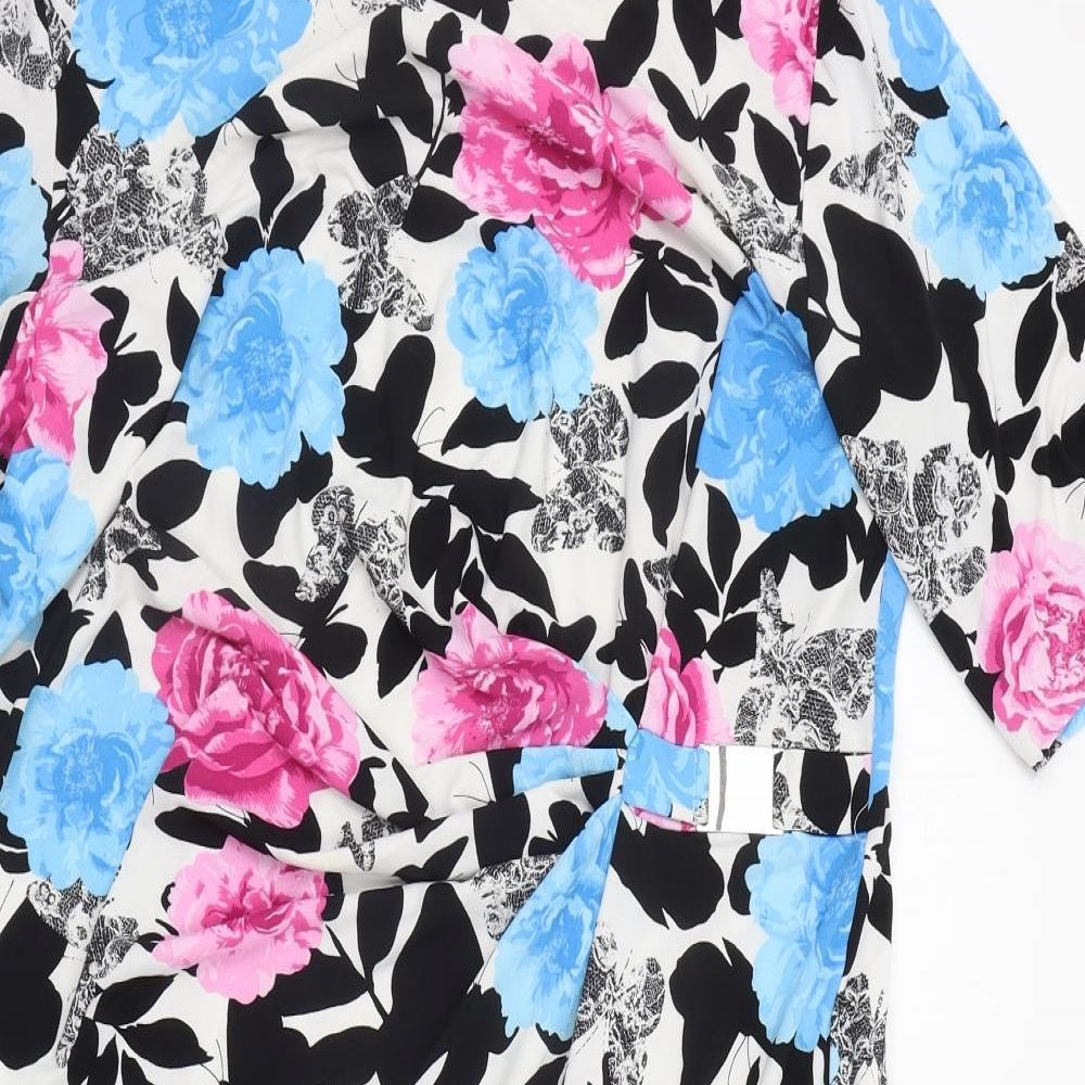 DAVID EMANUEL Womens Blue Floral  Jumper Dress  Size 20