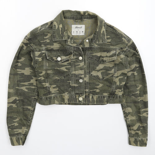 Denim & Co. Womens Green Camouflage Denim Jacket  Size 6