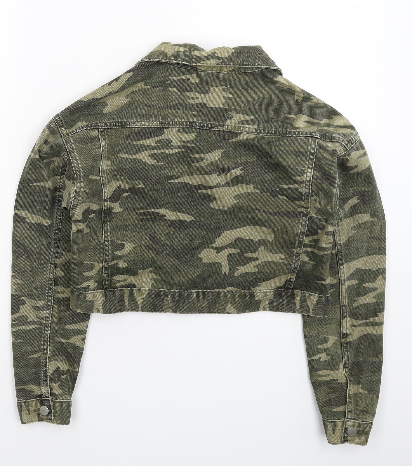 Denim & Co. Womens Green Camouflage Denim Jacket  Size 6