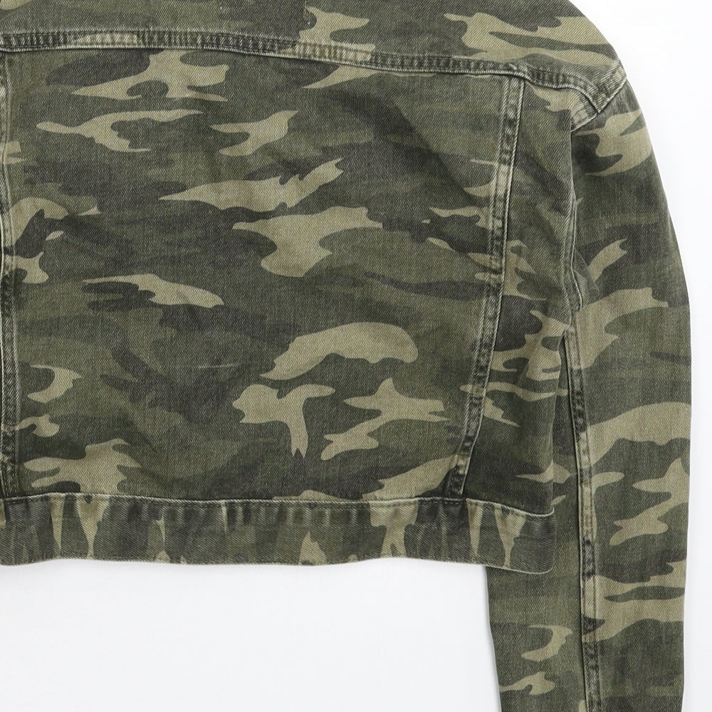 Denim & Co. Womens Green Camouflage Denim Jacket  Size 6