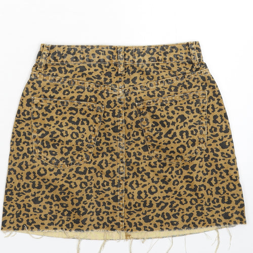 Denim & Co. Womens Beige Animal Print Denim A-Line Skirt Size 6