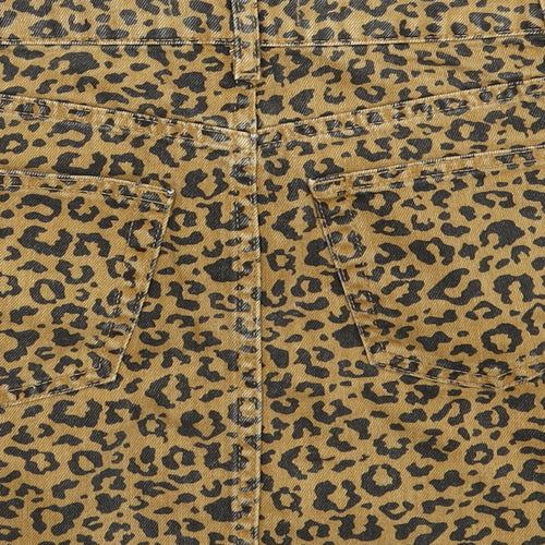 Denim & Co. Womens Beige Animal Print Denim A-Line Skirt Size 6
