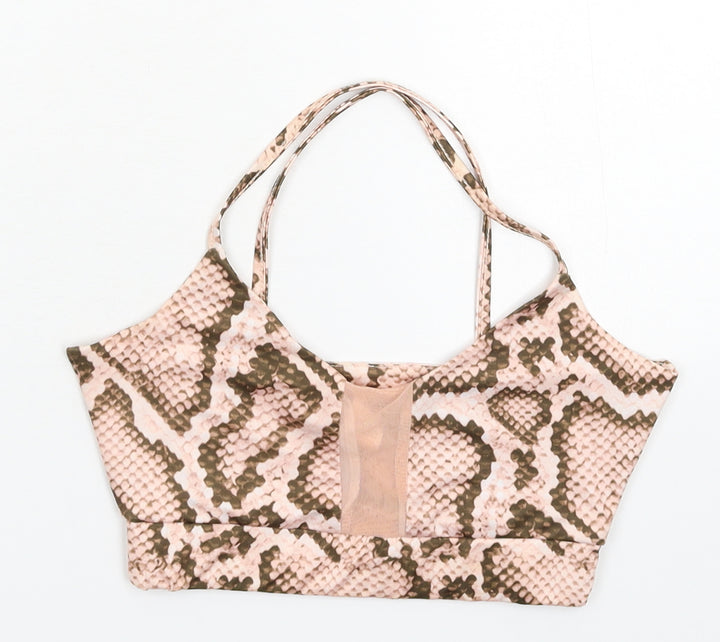 PRETTYLITTLETHING Womens Beige Animal Print  Cropped Tank Size 6