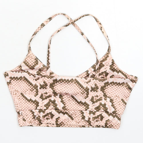PRETTYLITTLETHING Womens Beige Animal Print  Cropped Tank Size 6