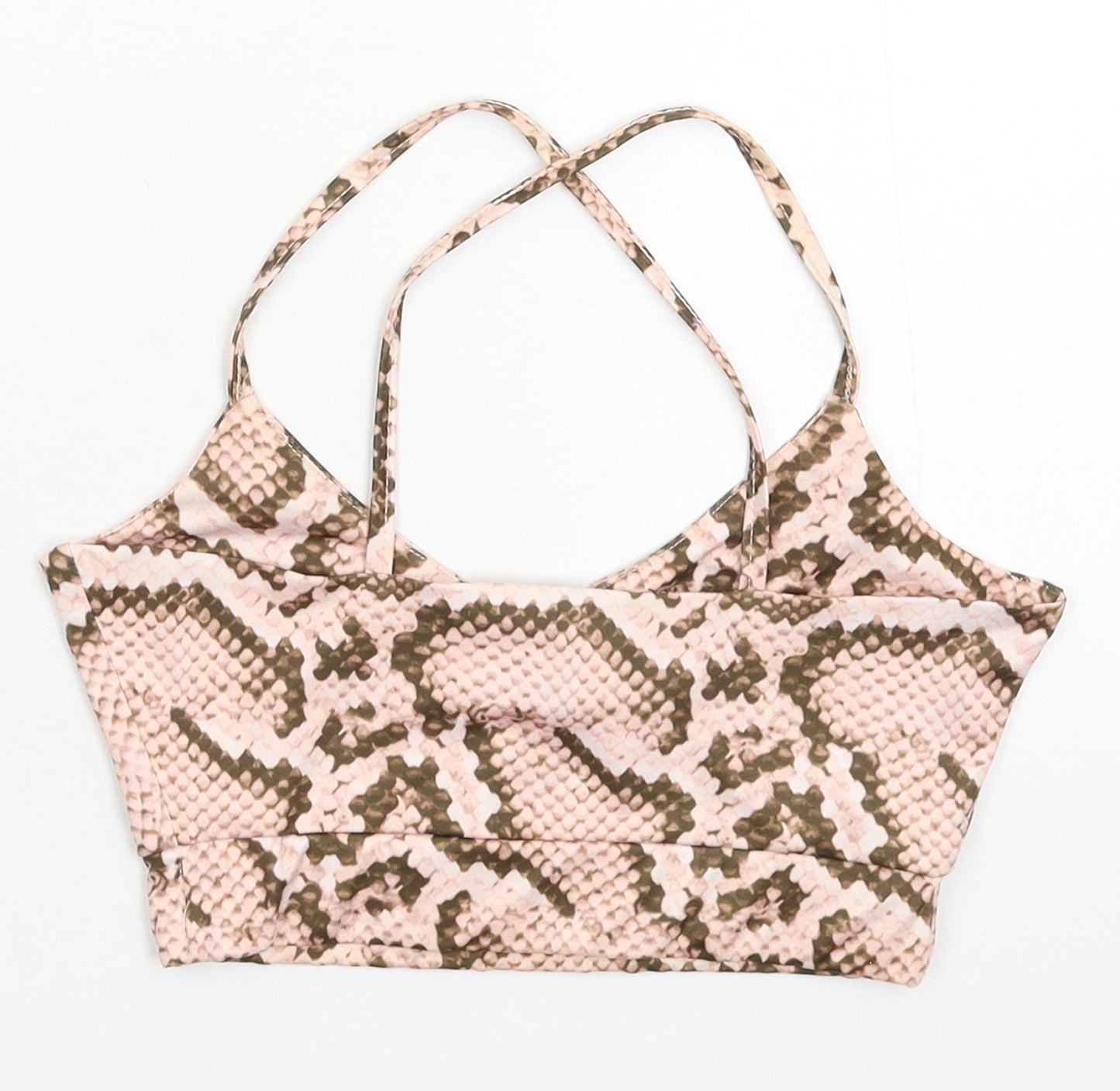 PRETTYLITTLETHING Womens Beige Animal Print  Cropped Tank Size 6