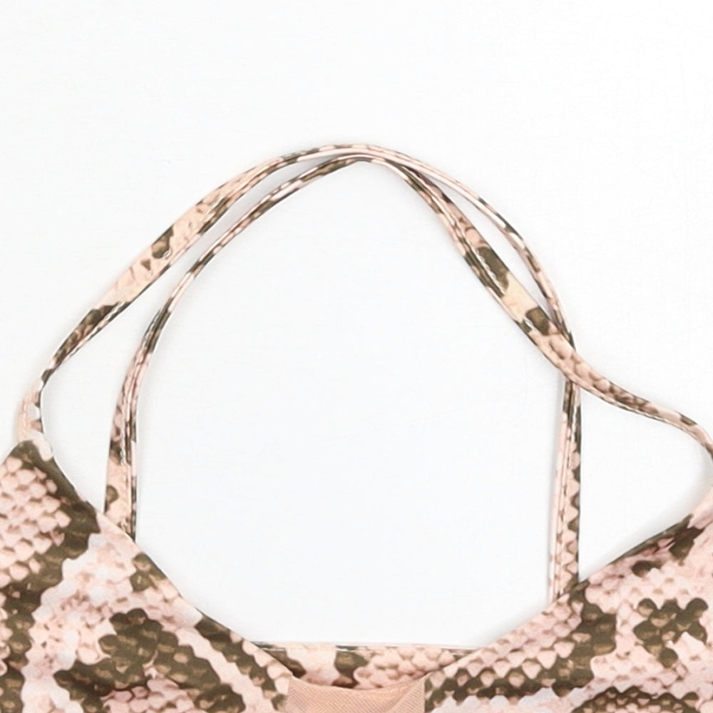 PRETTYLITTLETHING Womens Beige Animal Print  Cropped Tank Size 6