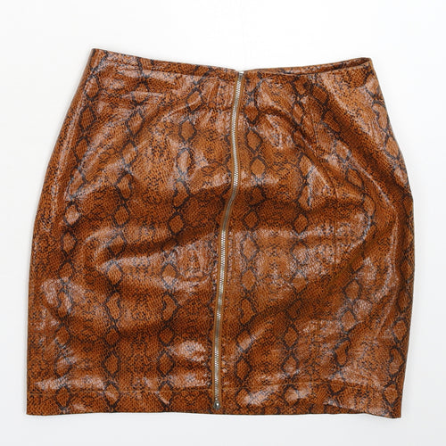 Naanaa Womens Brown Animal Print  Mini Skirt Size 8