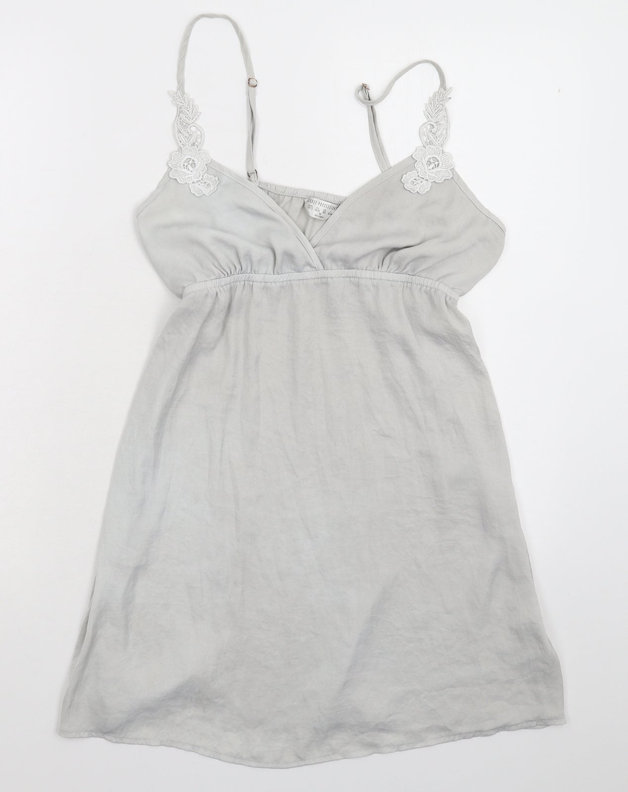 Primark Womens Grey Solid Satin Cami Dress Size 12