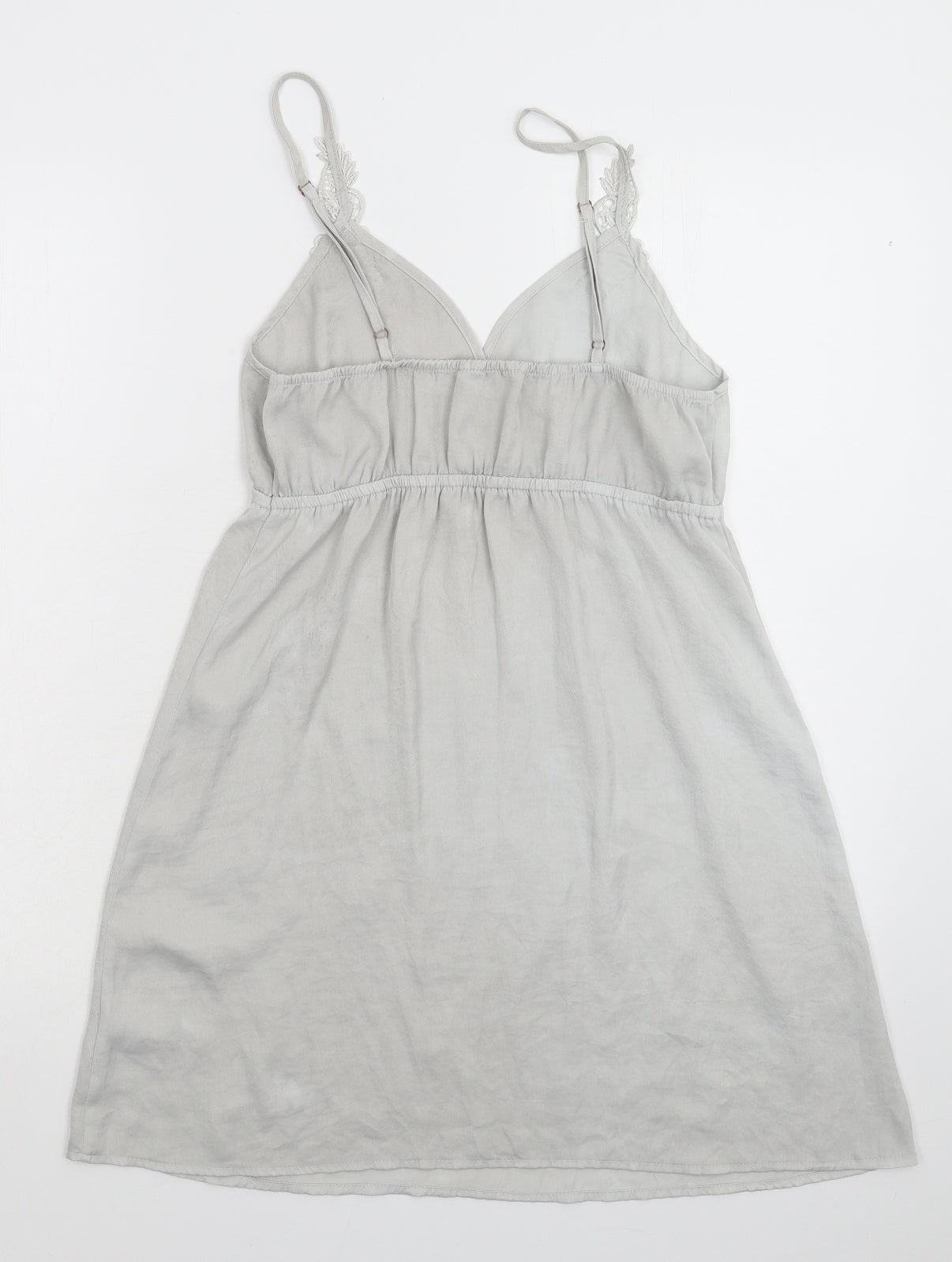 Primark Womens Grey Solid Satin Cami Dress Size 12