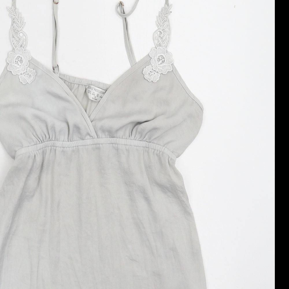 Primark Womens Grey Solid Satin Cami Dress Size 12