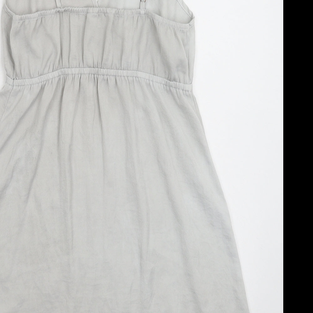 Primark Womens Grey Solid Satin Cami Dress Size 12
