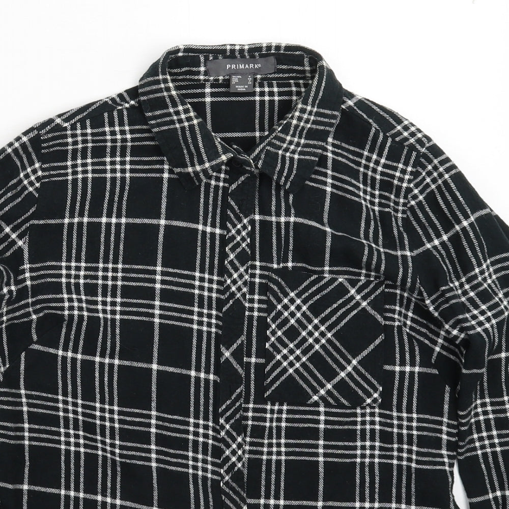 Primark Womens Black Check  Basic Button-Up Size 6