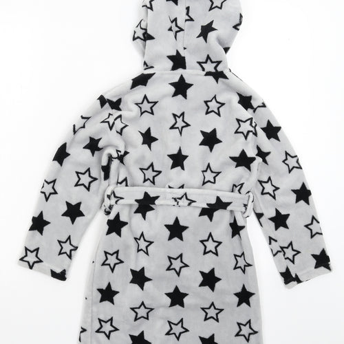 Preworn Boys Grey Geometric Fleece  Robe Size 6-7 Years